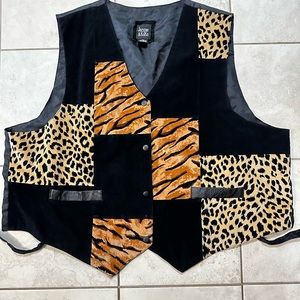 100% Leather Animal Print Jacque & Koko Vest size 26/28